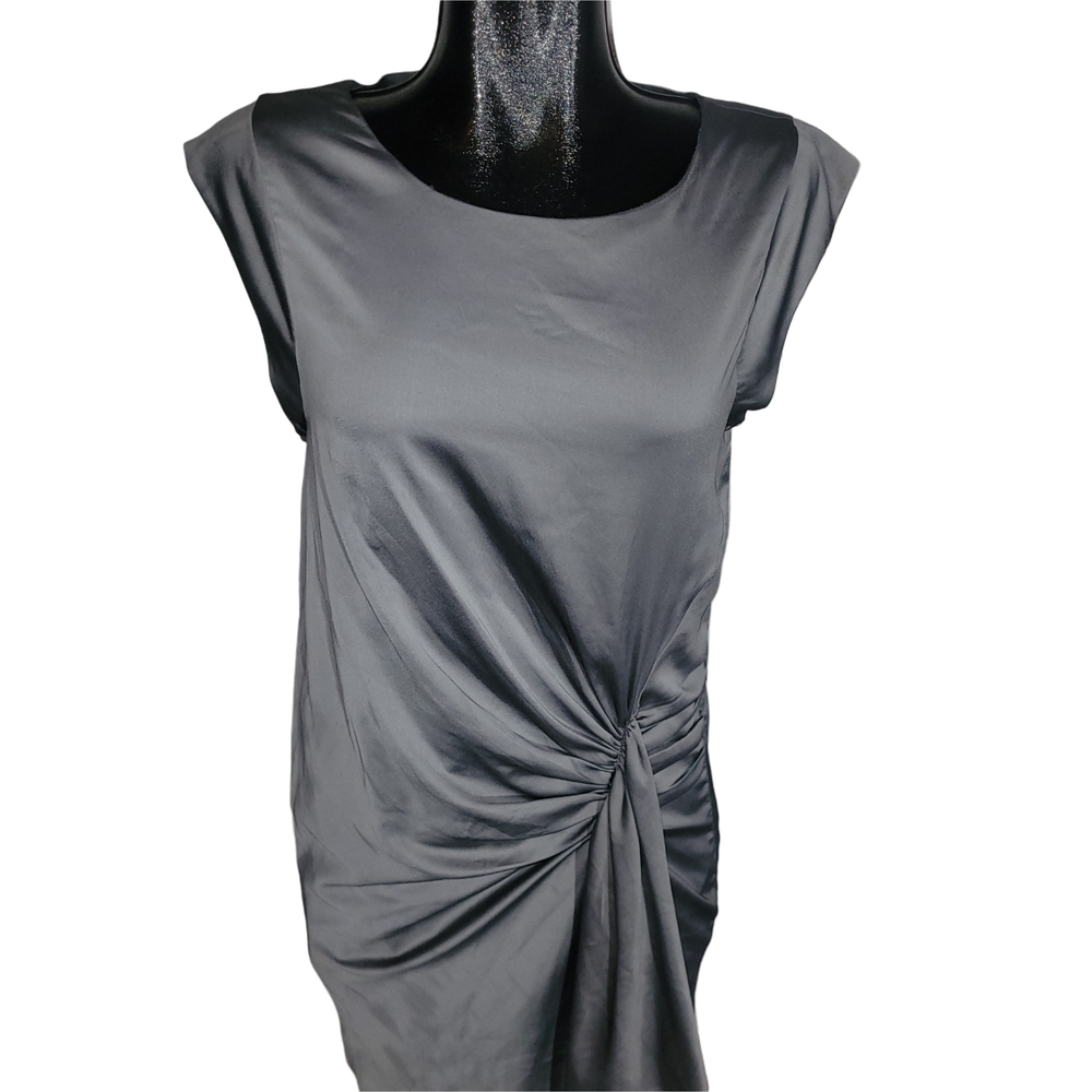 Vero Moda Silver Gray Satin Short Cap Sleeve Dress Size M
